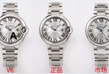 V7版本V6厂卡地亚蓝气球33mm真假对比正品与市场版本-涛哥表业