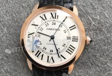 AF厂卡地亚伦敦RONDE男士42mm系列玫瑰金壳黑色鳄鱼皮-涛哥表业